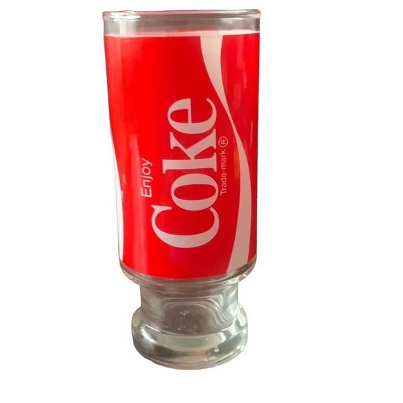 Vintage Coca-Cola Enjoy Coke Footed Pedestal Tumbler Glass Cup Nostalgia - Picture 8 of 14